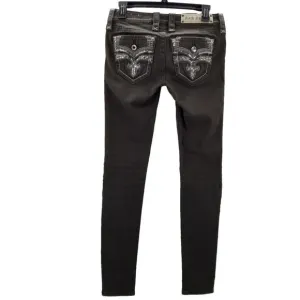 Rock Revival Celinda Fleur De Lis Skinny Green Jeans Women's Size 26  (29&quot;x31&quot;)