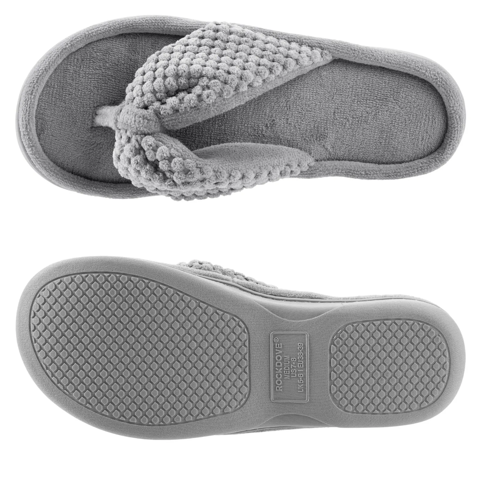 Rockdove Women's Cozy Memory Foam Flip Flop Slipper Gray XL (11-12)