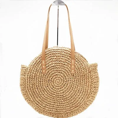Round Straw Shoulder Bag