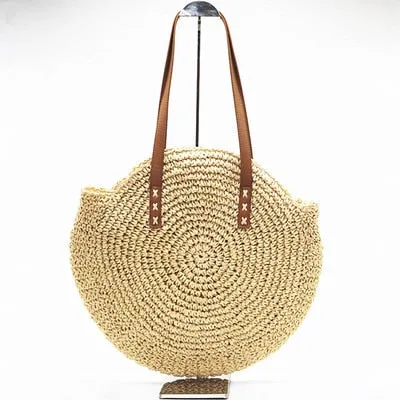 Round Straw Shoulder Bag