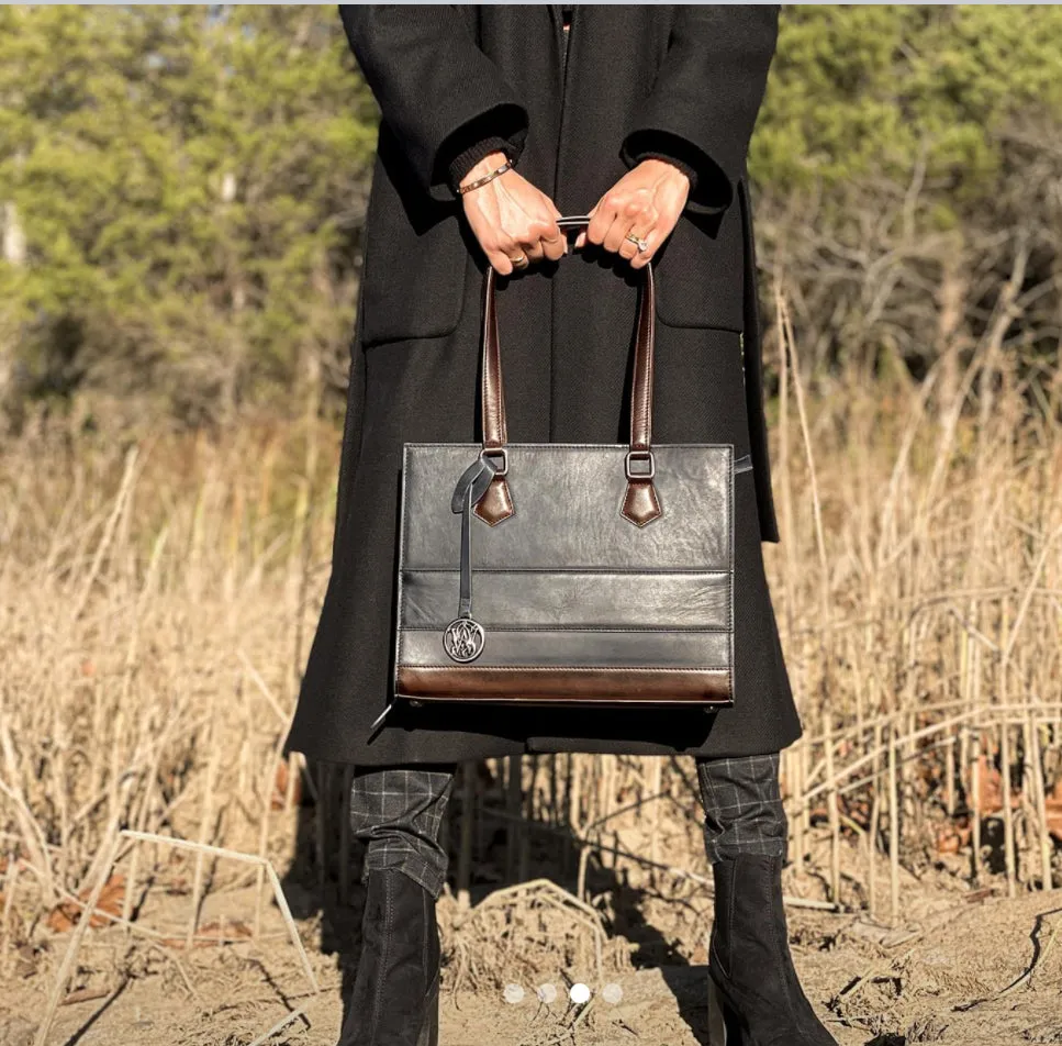 S & W Structured Over the Shoulder Leather Handbag