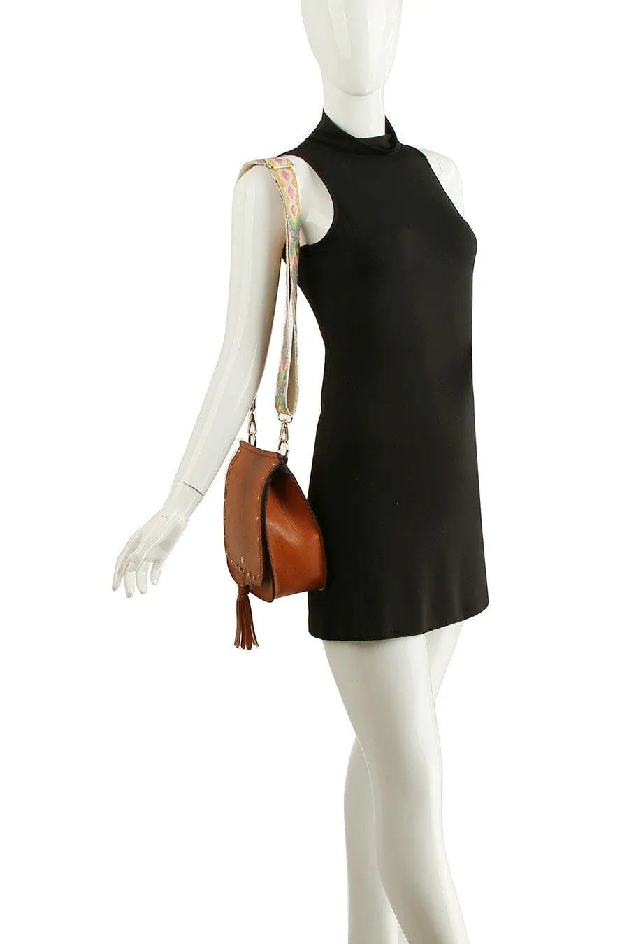 Saddle Crossbody Bag With Guitar Strap