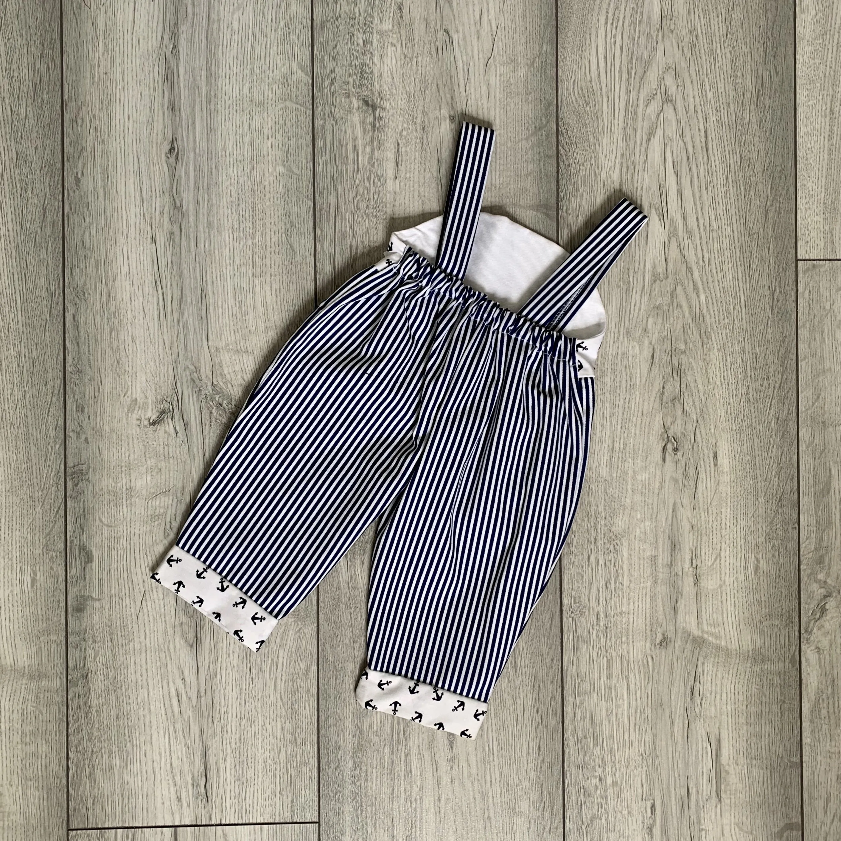 Sailor Inspired, Striped Anchor Print Dungaree