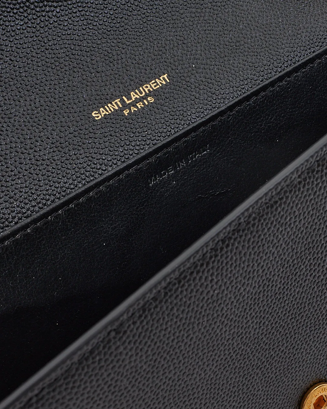 Saint Laurent Black Leather Uptown Chain Wallet with Removable Crossbody Strap