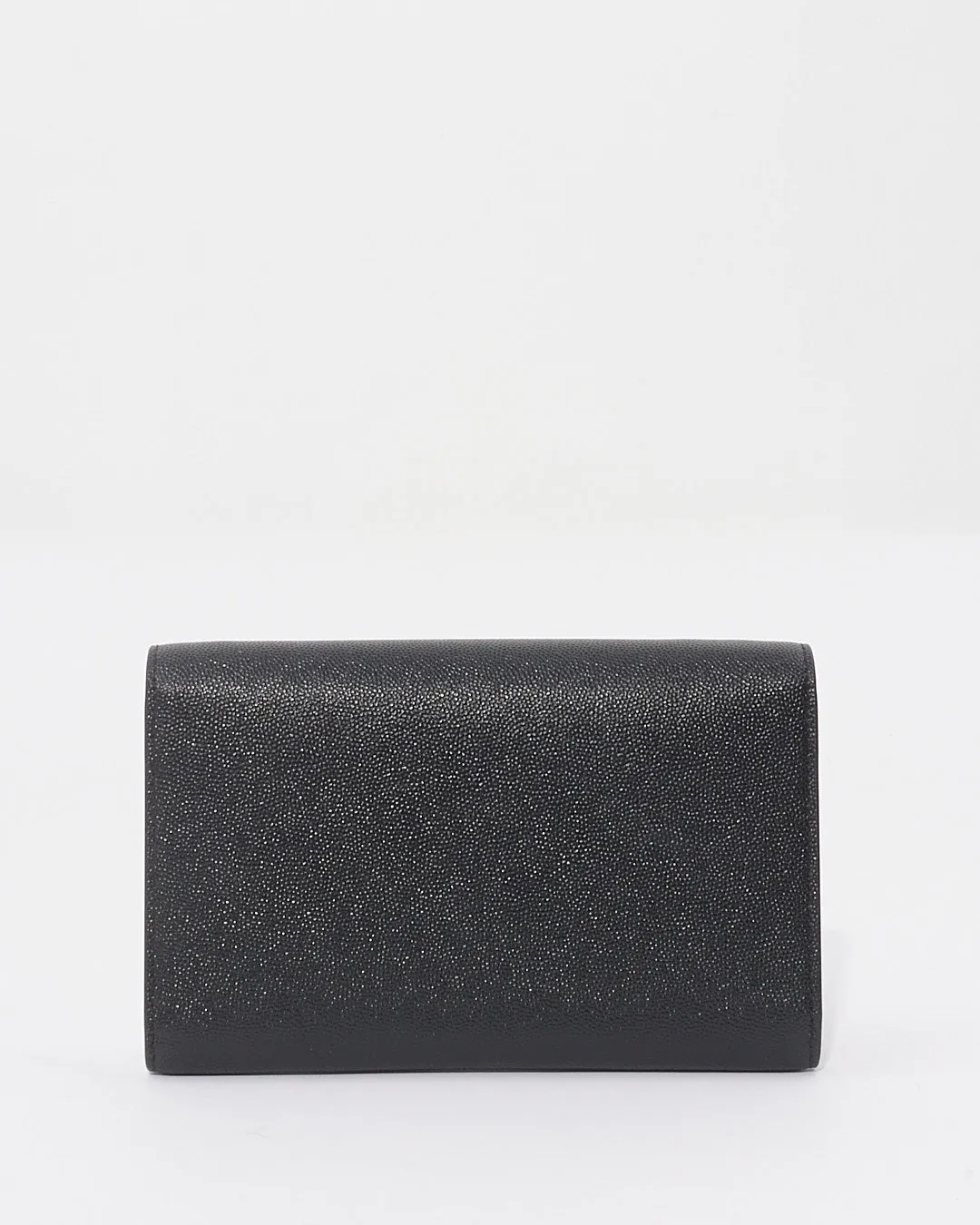 Saint Laurent Black Leather Uptown Chain Wallet with Removable Crossbody Strap