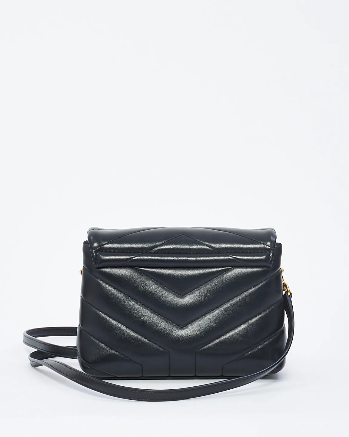 Saint Laurent Black Y Quilted Leather Toy Loulou Crossbody Bag with Gold Hardware