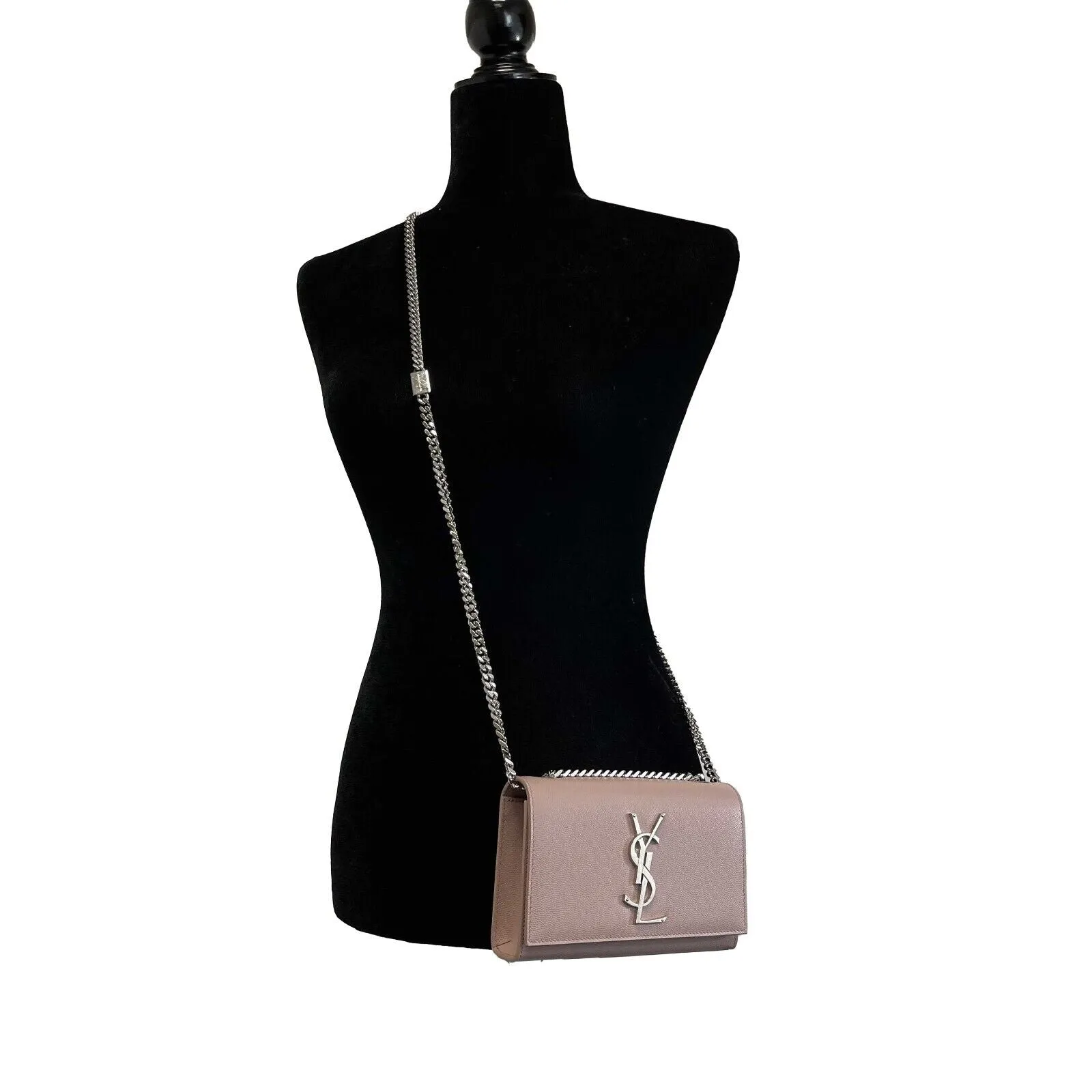 Saint Laurent Classic monogram kate satchel Grainy leather Pale Pink Crossbody