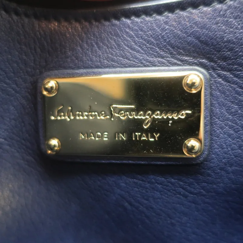 Salvatore Ferragamo Sofia Mini Satchel Navy Studded Soft Leather Crossbody Bag