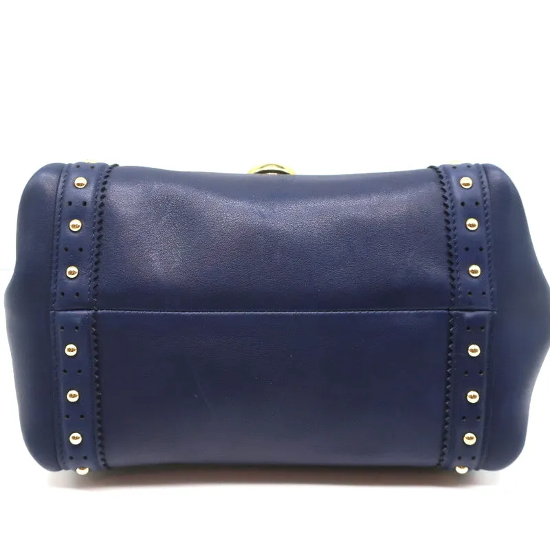 Salvatore Ferragamo Sofia Mini Satchel Navy Studded Soft Leather Crossbody Bag