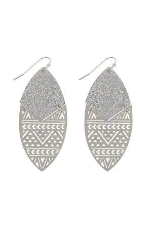 Sand Sticker Marquise Tribal Filigree Earrings Silver - Pack of 6
