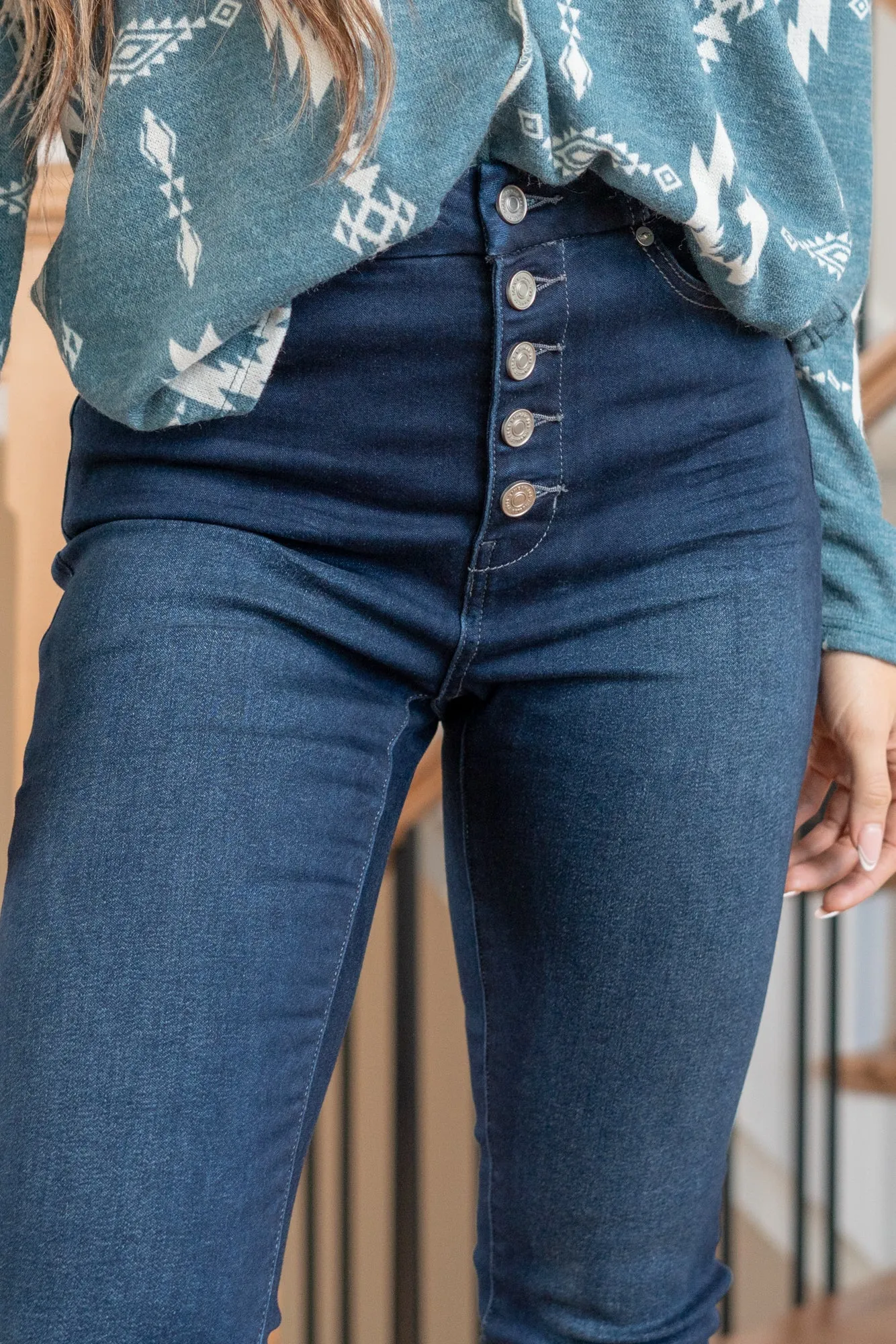 Savana High Rise Button Fly Ankle Skinny