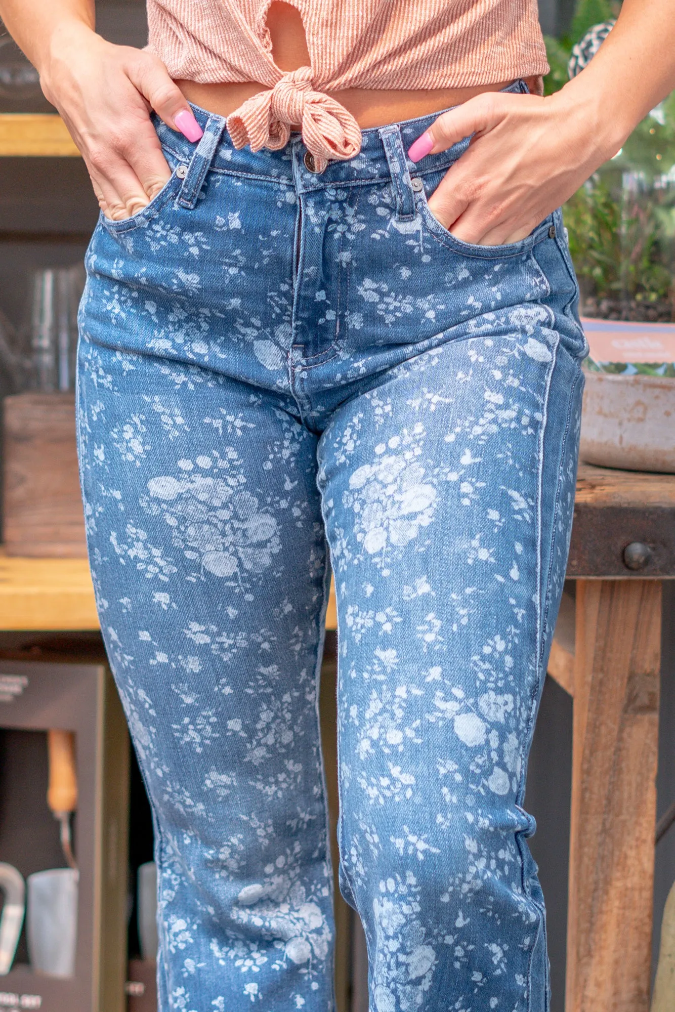 Secret Garden Floral Printed High Rise Flare