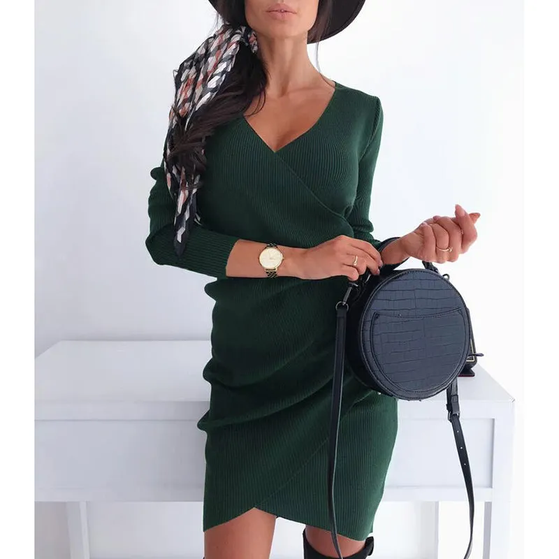 Sexy V-neck Irregular Skinny Hip Dress