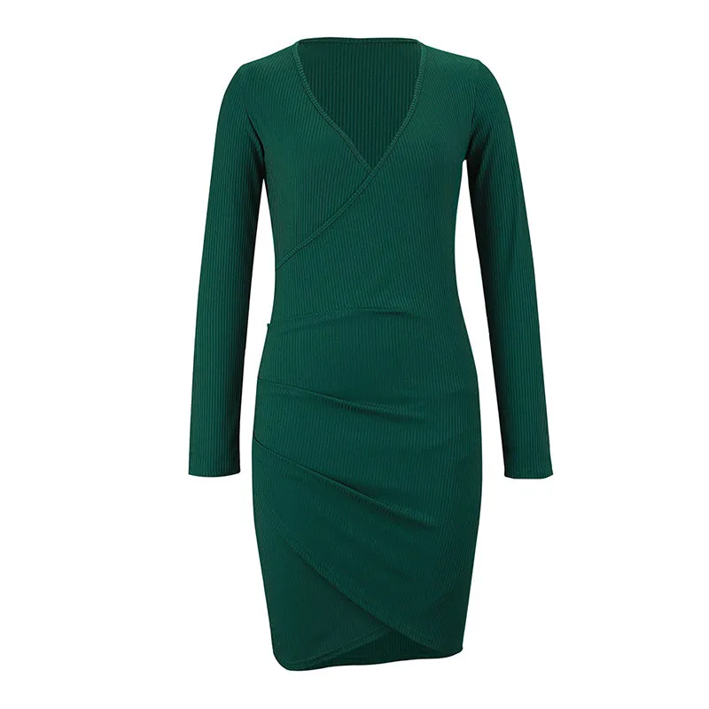 Sexy V-neck Irregular Skinny Hip Dress