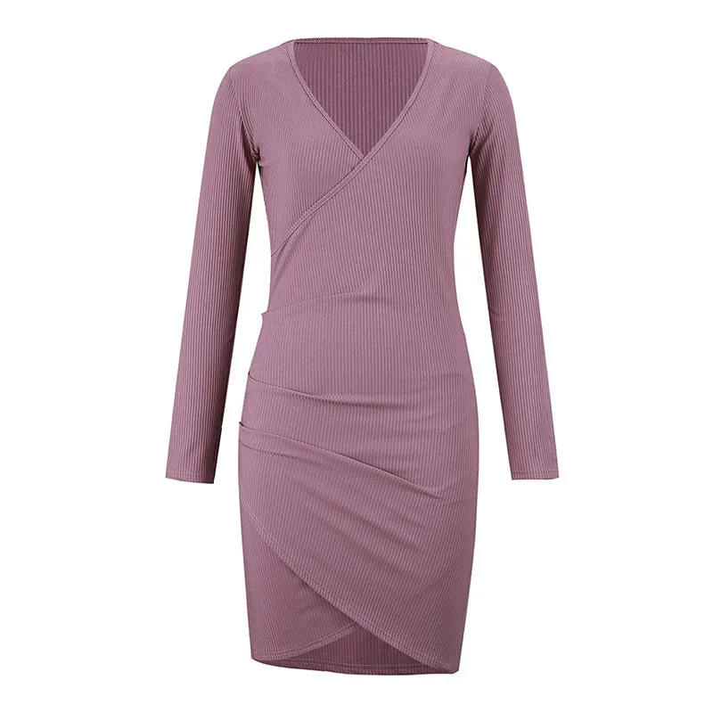 Sexy V-neck Irregular Skinny Hip Dress