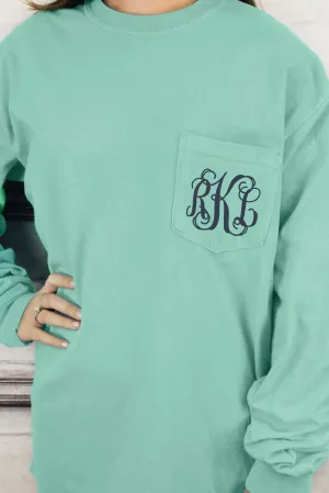 Shades of Green/Yellow Comfort Colors Long Sleeve Pocket Tee