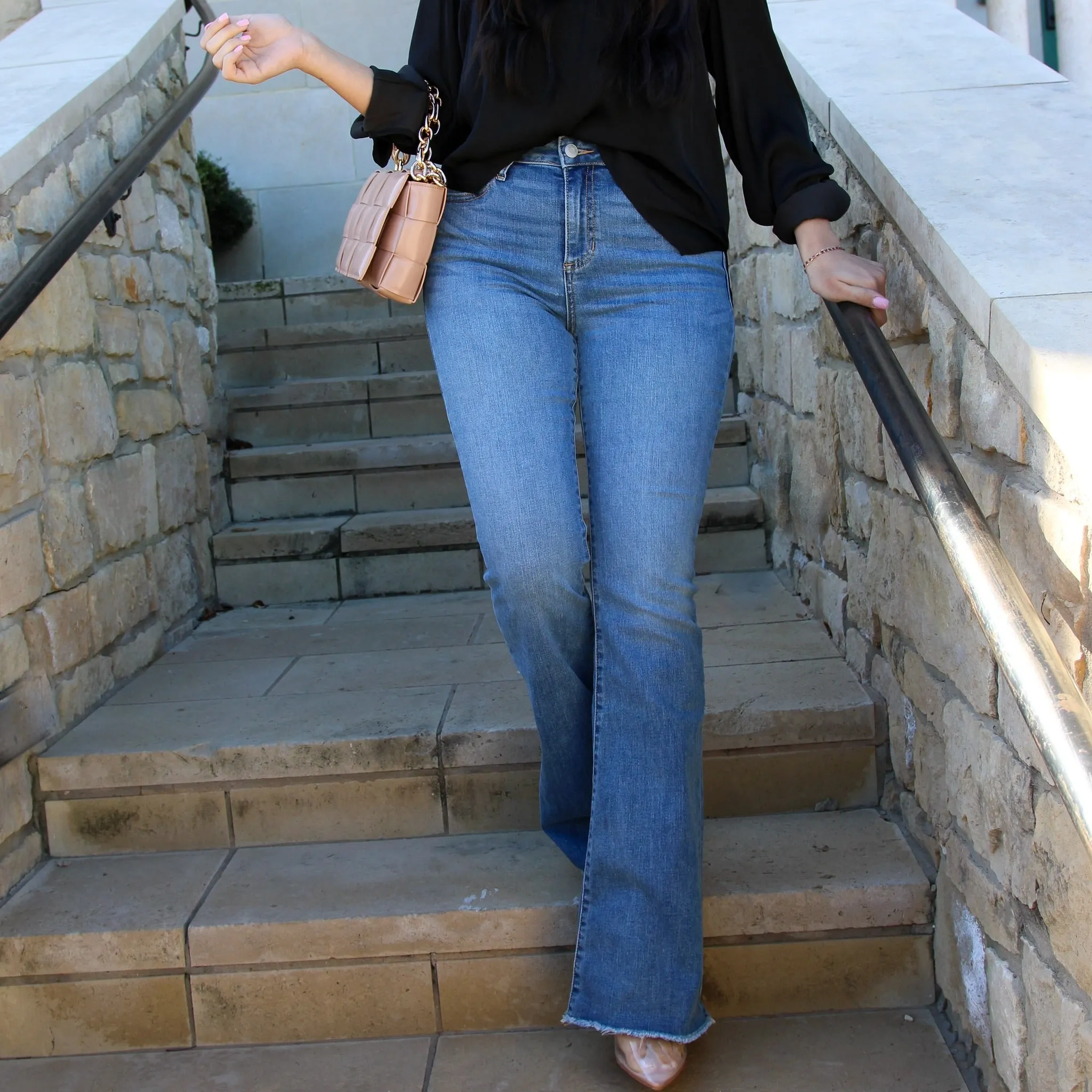 Shea High Rise Medium Wash Flare Jeans