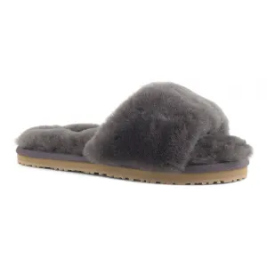 Sheepskin Fur Slide in Charcoal