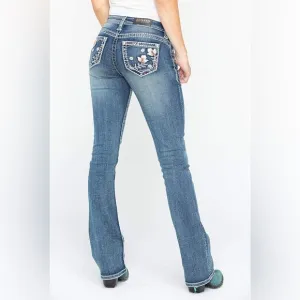 Shyanne Women's Floral Pocket Bootcut Jeans