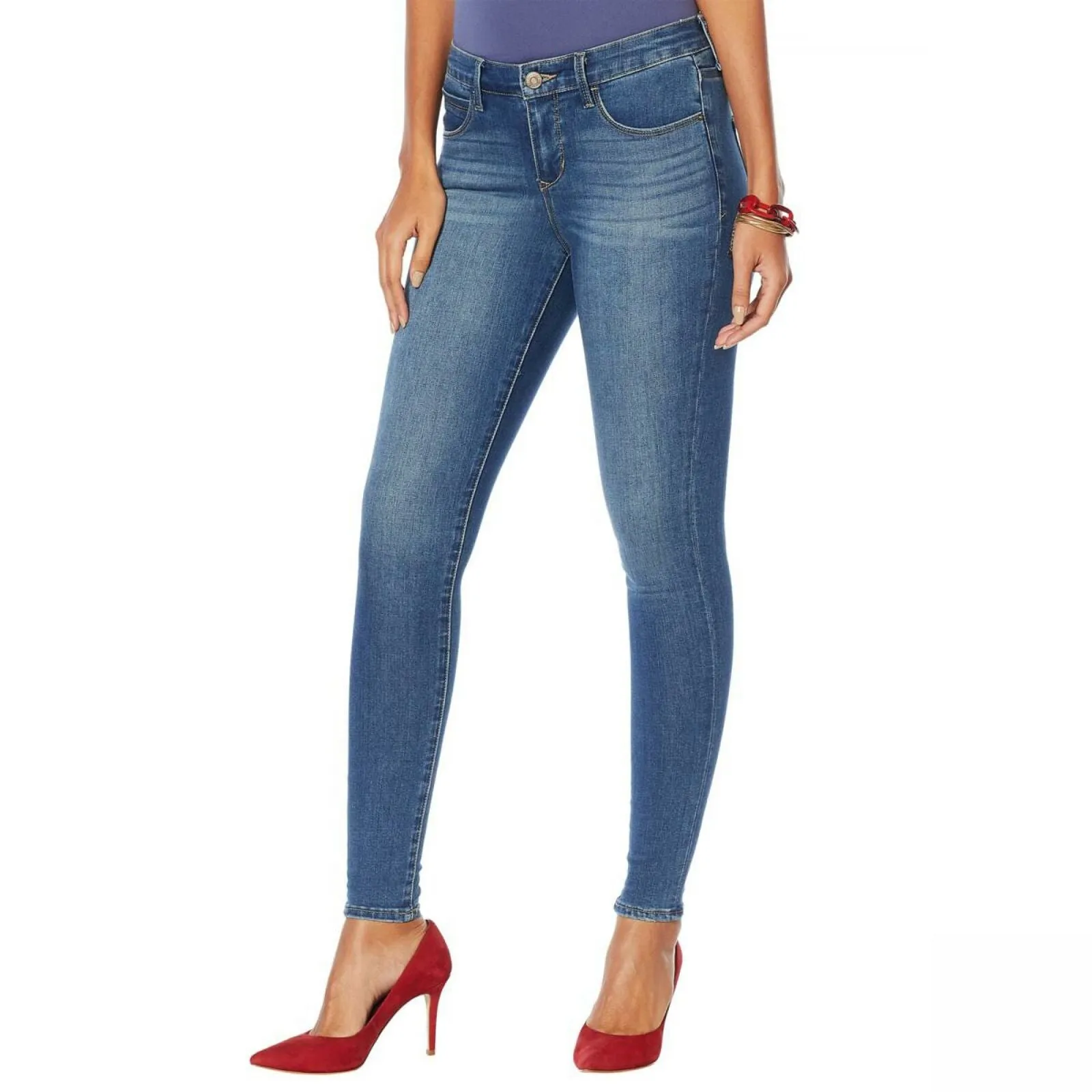 Skinnygirl Women's Empower Stretch Mid Rise Jeans Midtone 30