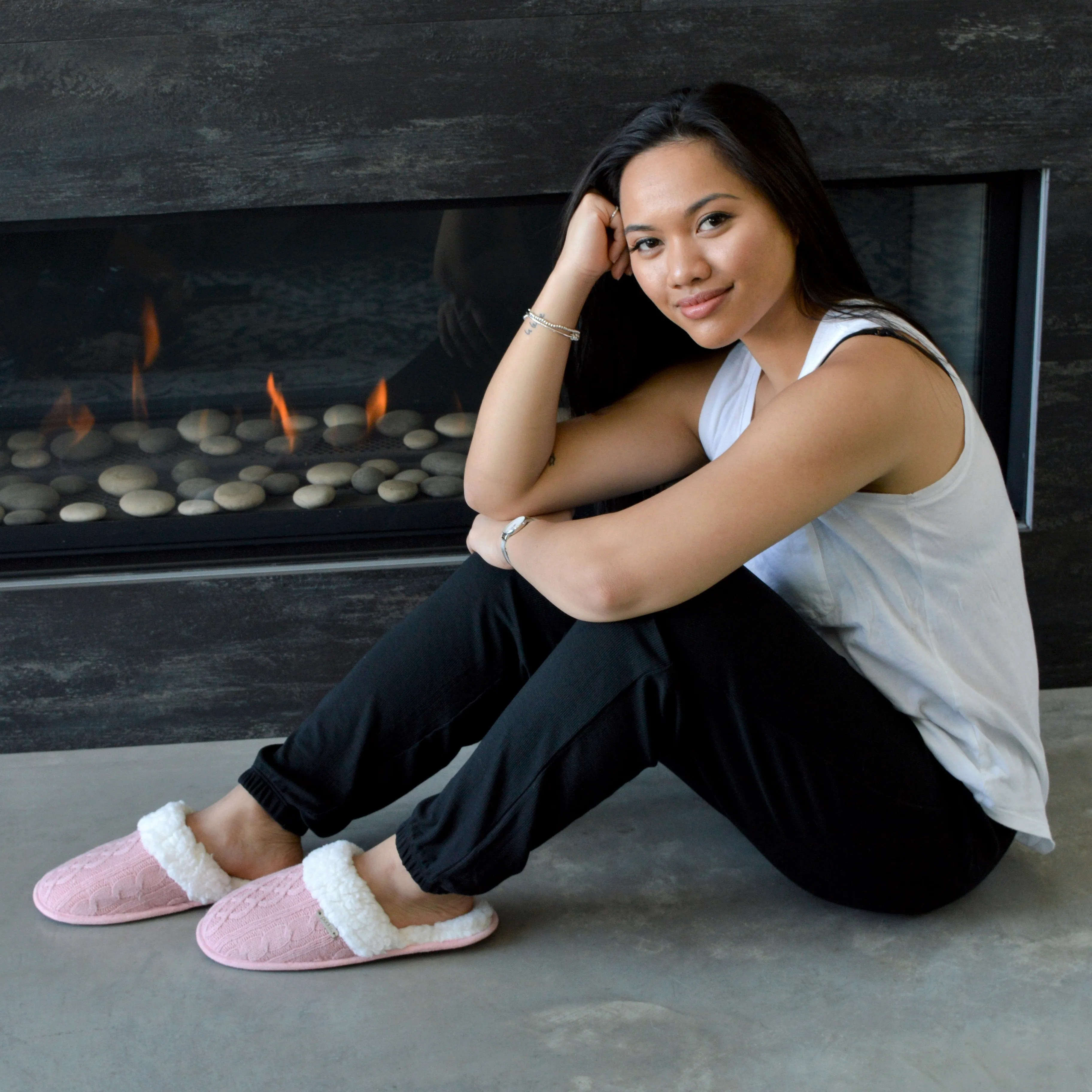 Slides | Cable Knit Blush