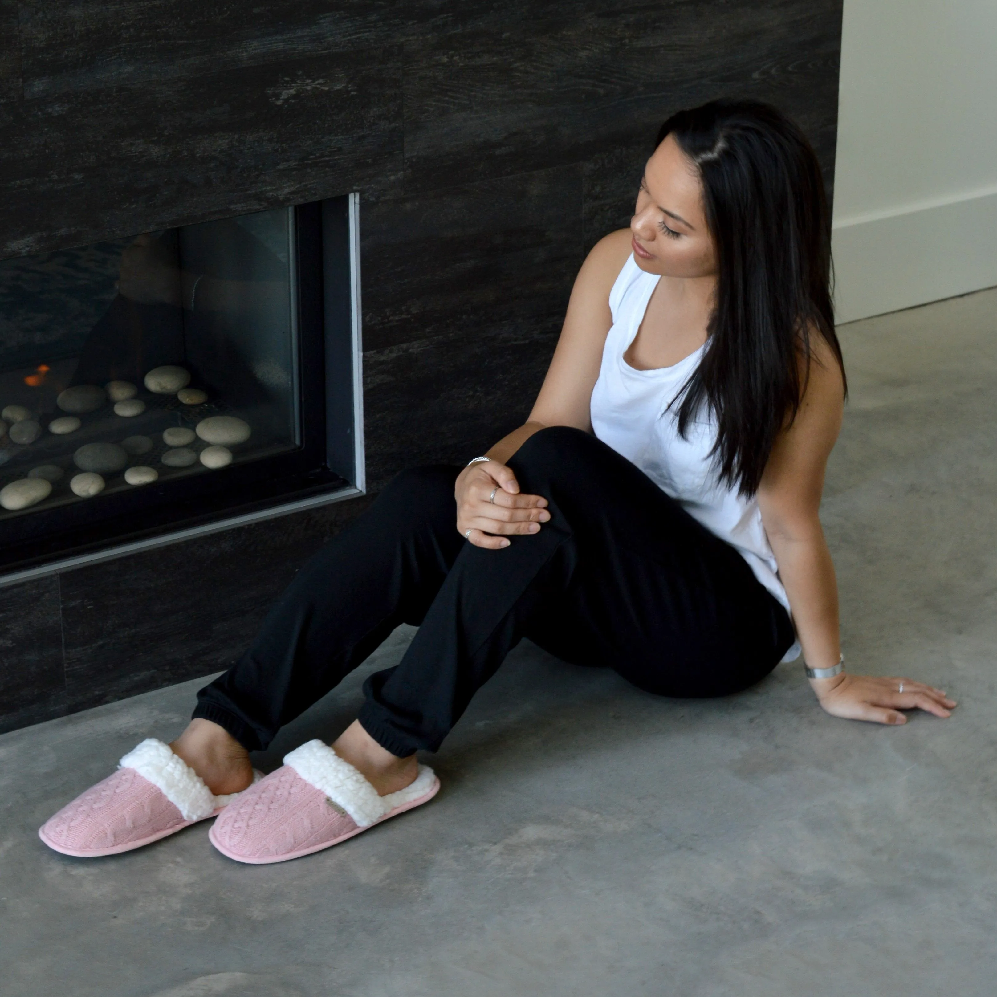 Slides | Cable Knit Blush