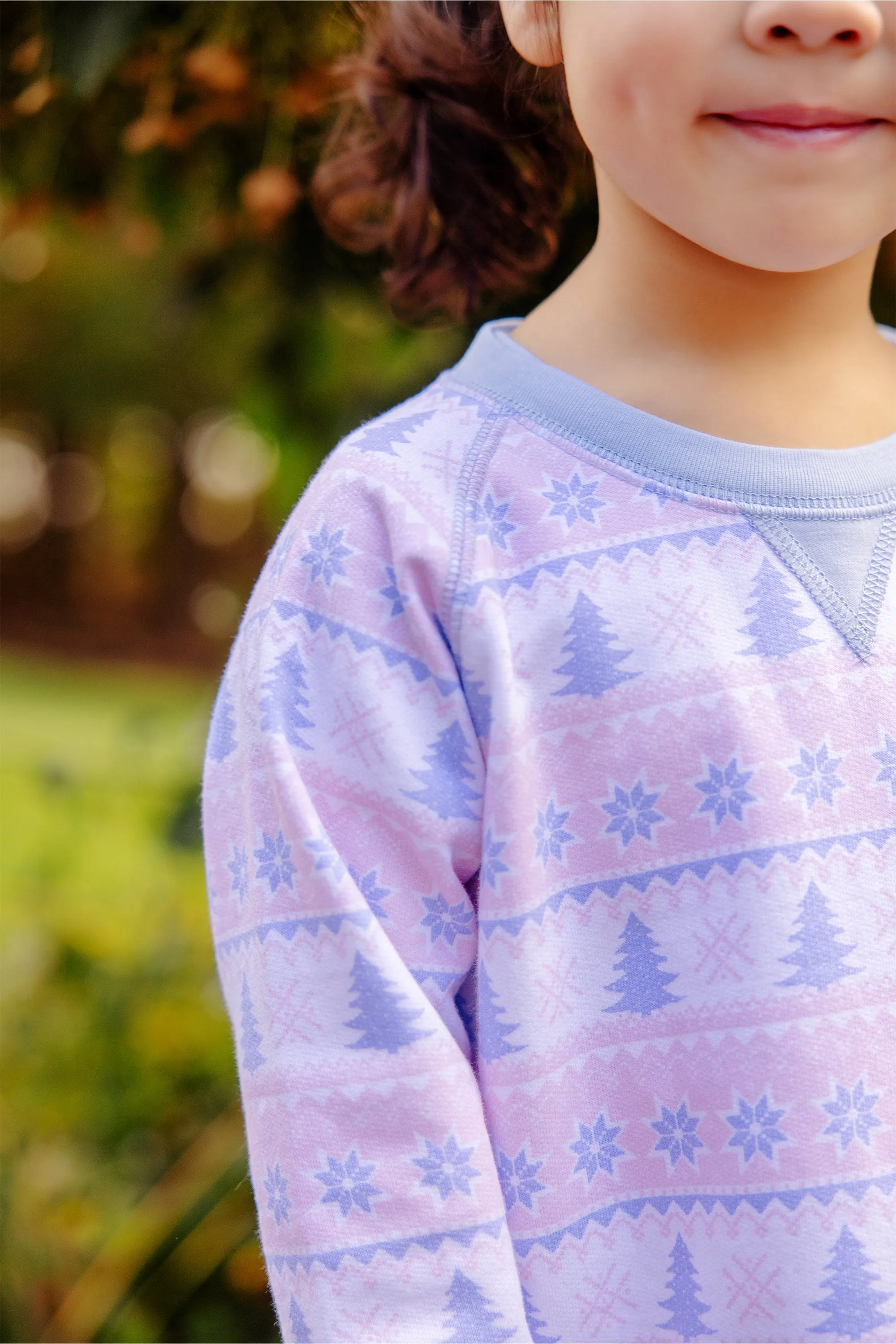 Smitty Sweatshirt - Fairisle Flurries (Pink) with Beale Street Blue