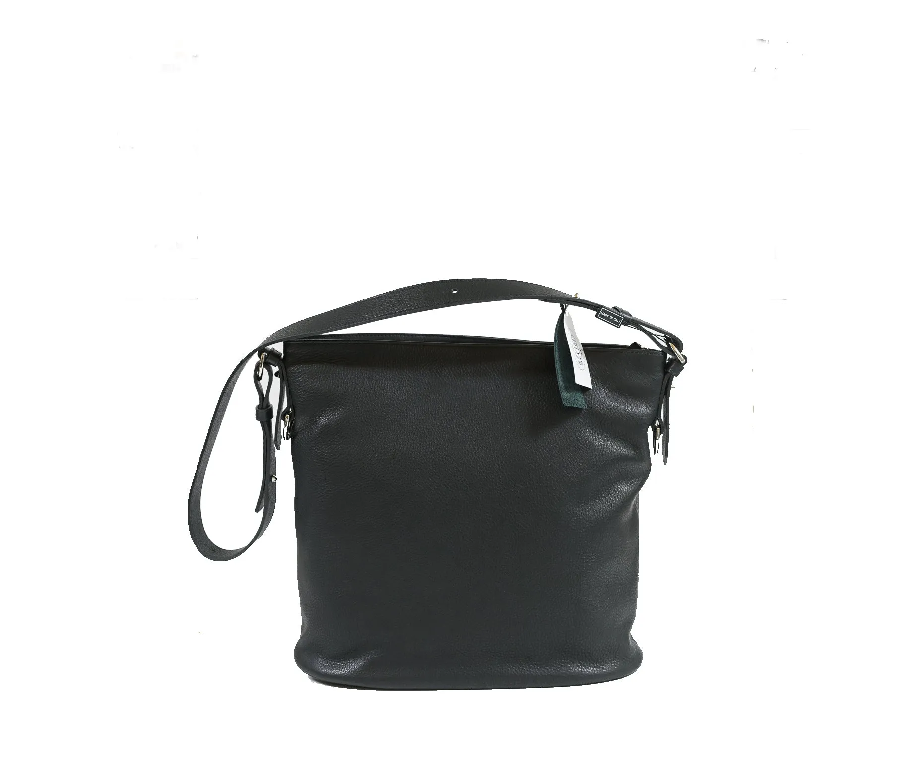 Stefano Stefani Women's Black & Silver Soft Leather Satchel 9721