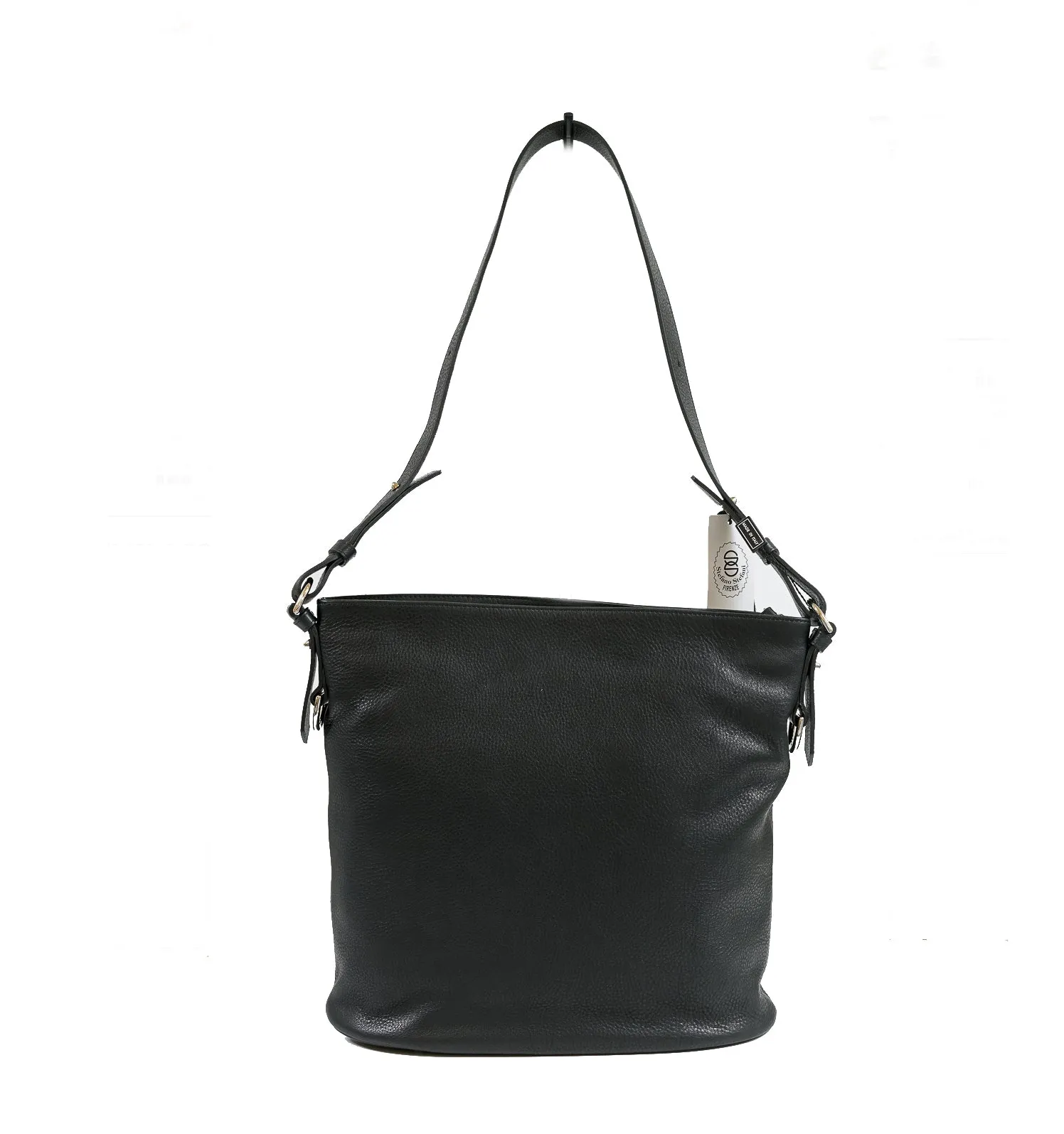 Stefano Stefani Women's Black & Silver Soft Leather Satchel 9721