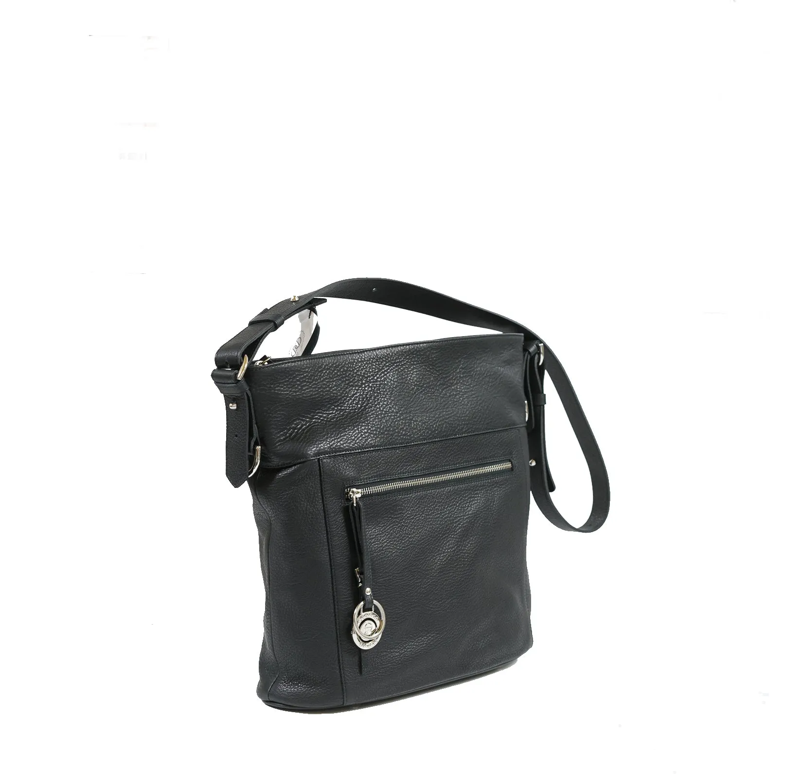 Stefano Stefani Women's Black & Silver Soft Leather Satchel 9721