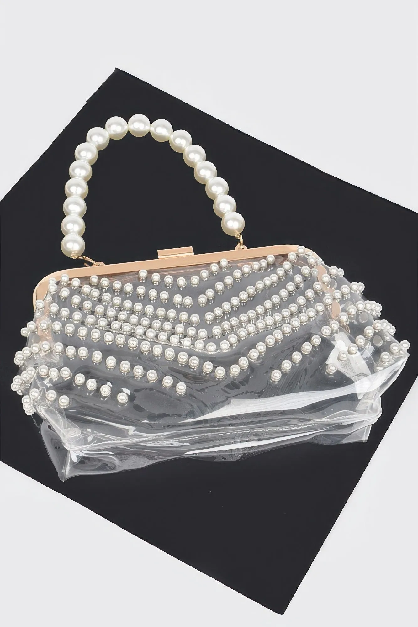 Stone Studded Transparent Clutch