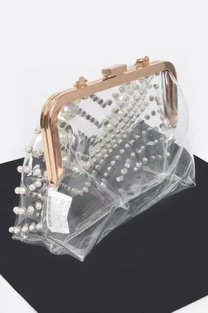 Stone Studded Transparent Clutch
