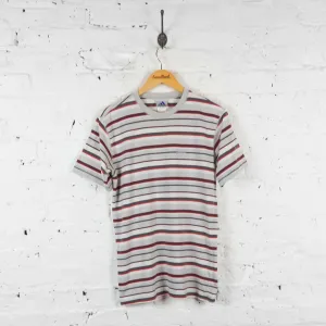 Striped 90s Adidas T Shirt - Grey - M