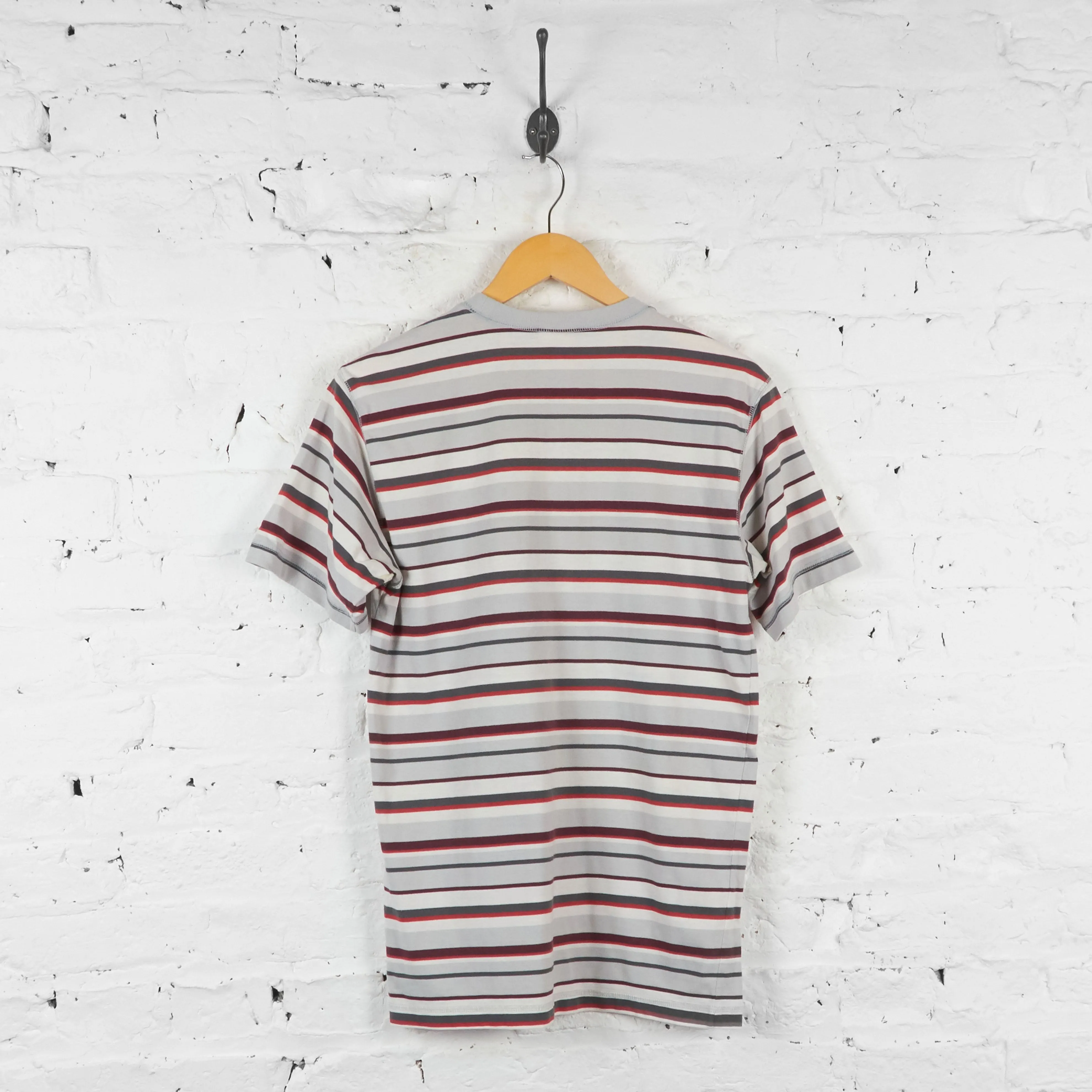 Striped 90s Adidas T Shirt - Grey - M