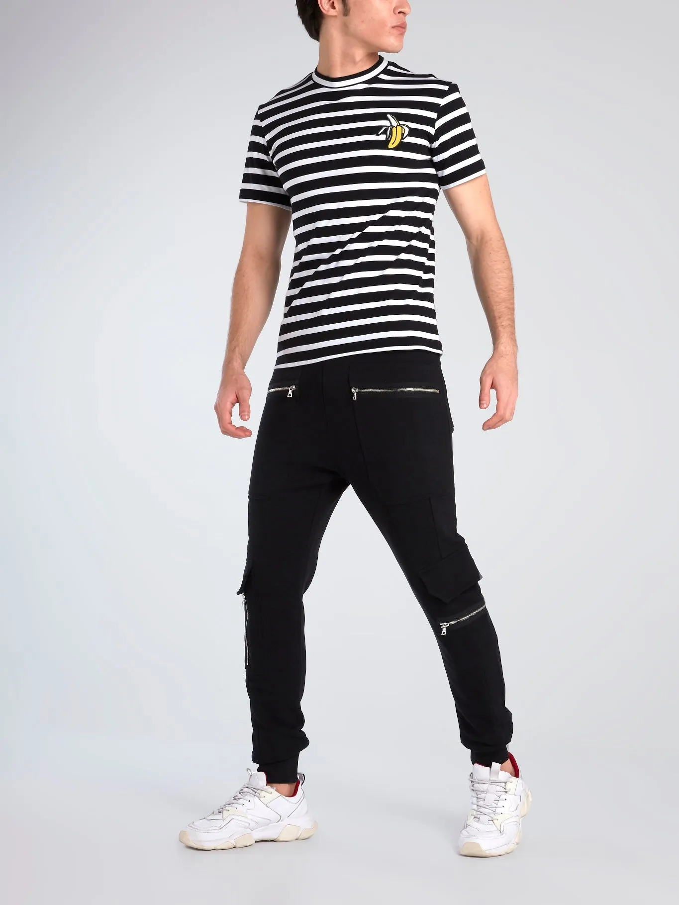 Striped Appliquéd Crewneck T-Shirt