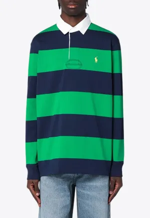Striped Long-Sleeved Polo T-shirt