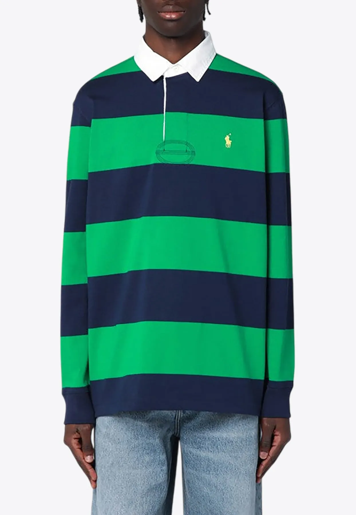Striped Long-Sleeved Polo T-shirt