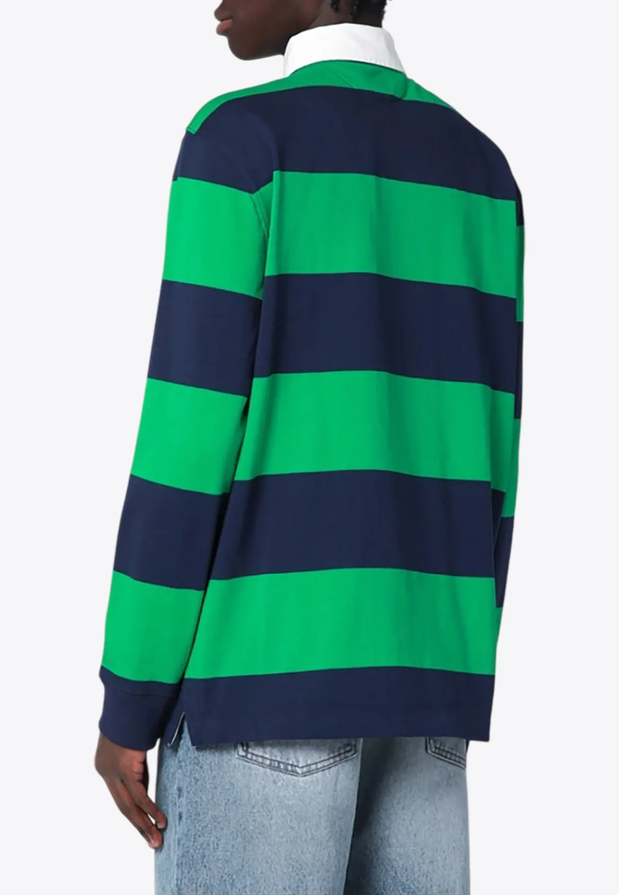 Striped Long-Sleeved Polo T-shirt