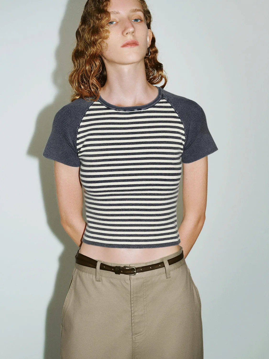 Striped Skinny Knitted T-Shirts