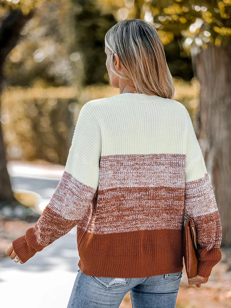 Striped V-Neck Long Sleeve Sweater