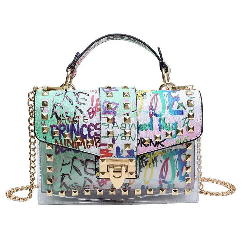 Studded Graffiti Crossbody Bags