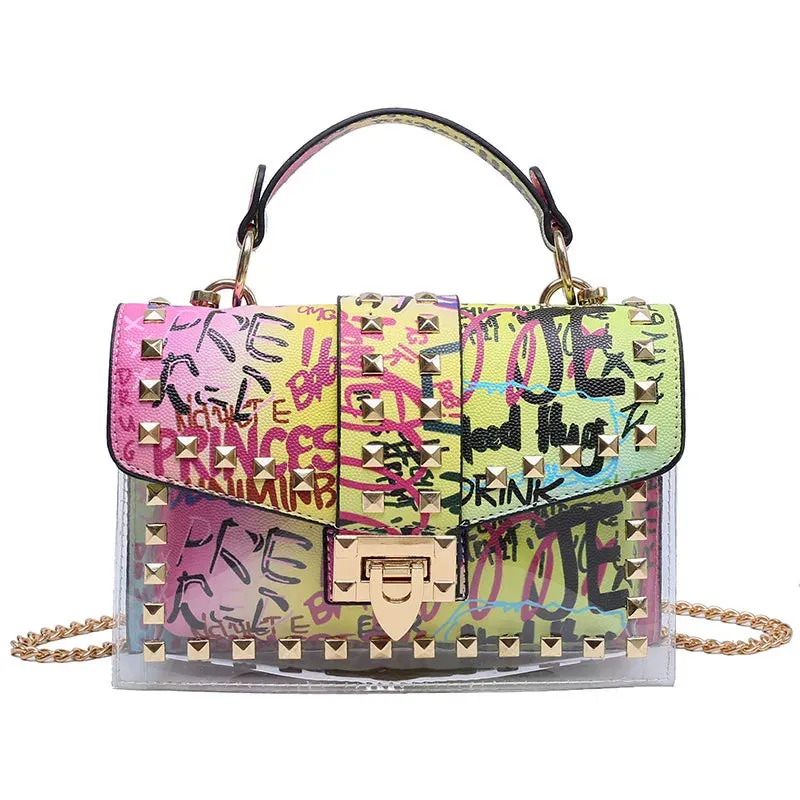 Studded Graffiti Crossbody Bags