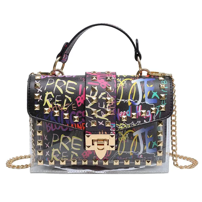 Studded Graffiti Crossbody Bags
