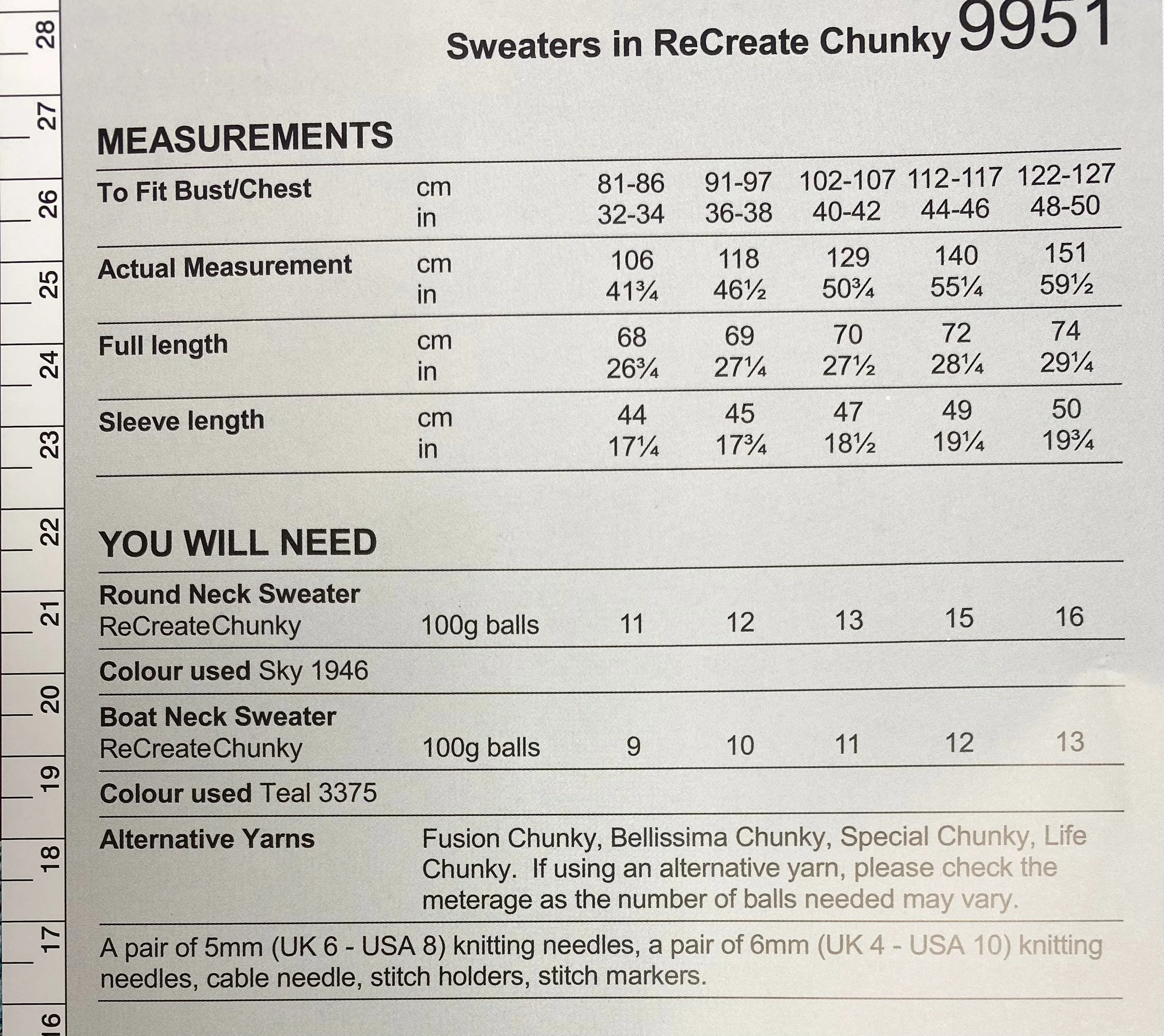 Stylecraft Knitting Pattern 9951 Chunky