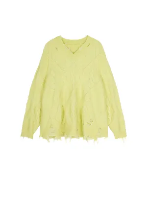 Sweater / JNBY Relaxed V-neck Sweater in Twist Knit