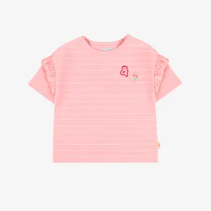 T-shirt rose à rayures, bébé || Pink striped T-shirt, baby