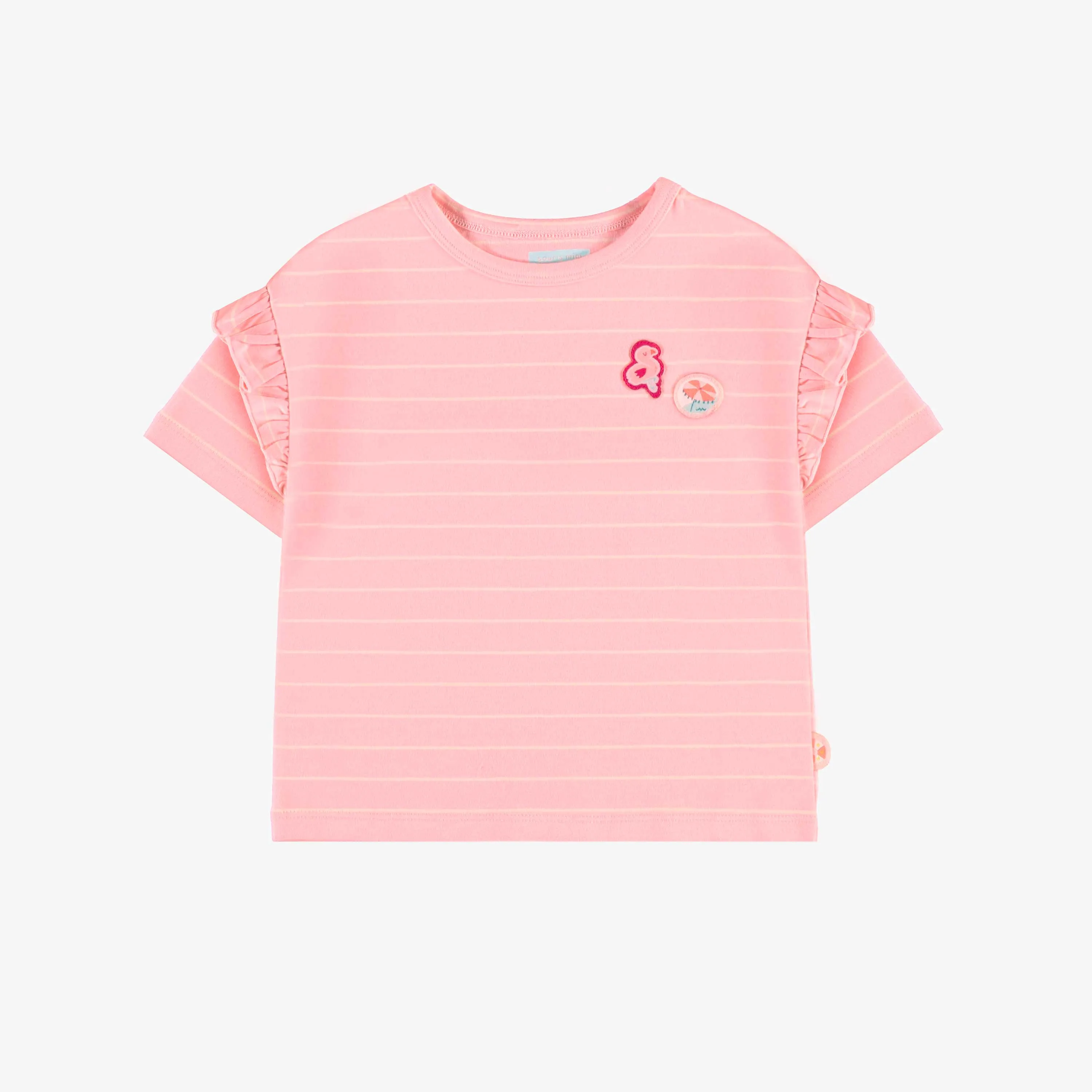 T-shirt rose à rayures, bébé || Pink striped T-shirt, baby