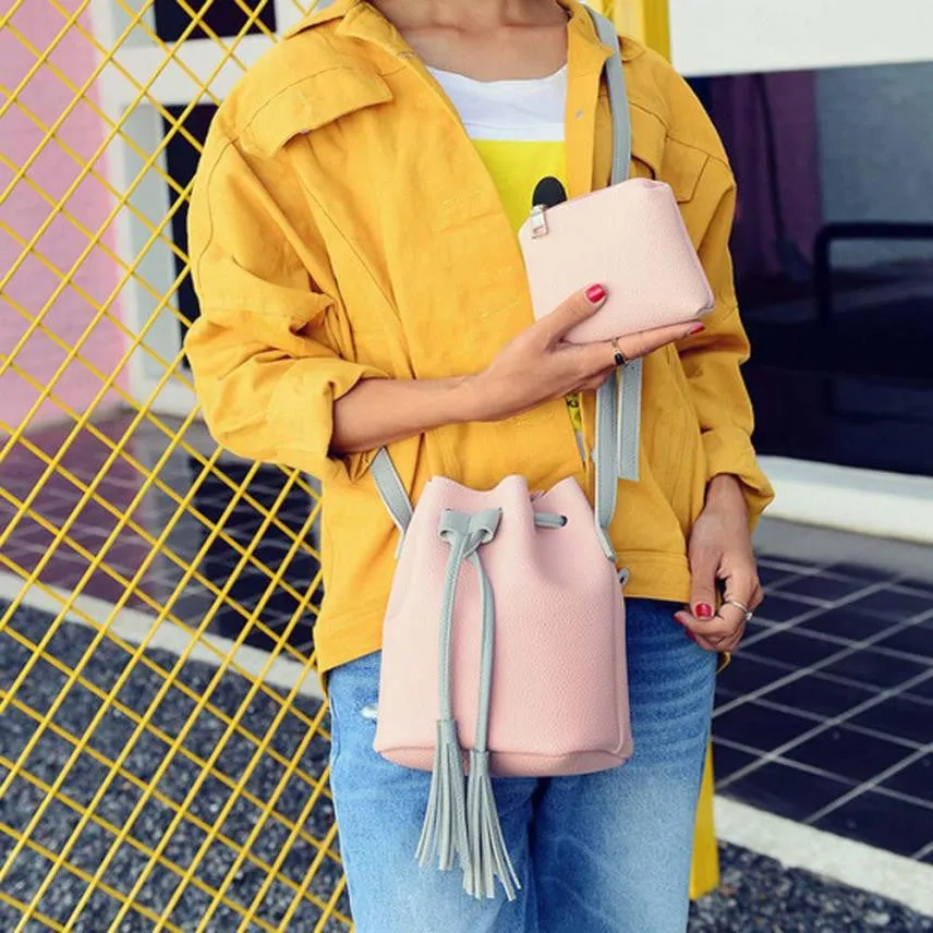 Tassel Satchel Women Shoulder Bag With One Purse