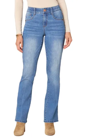 The Colleen "Ab"Solution Sky Rise Double Side Seam Itty Bitty Bootcut Jeans