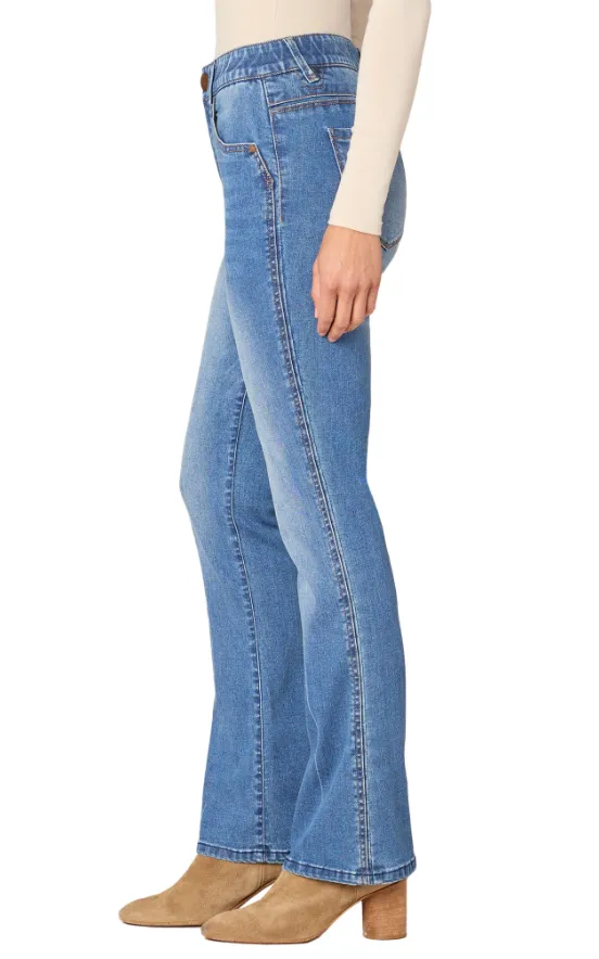 The Colleen "Ab"Solution Sky Rise Double Side Seam Itty Bitty Bootcut Jeans